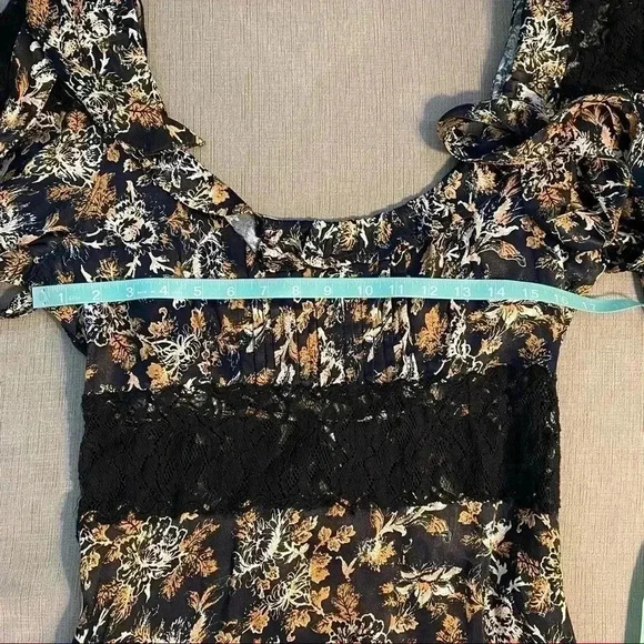 Free People Lucie Mini Dress in Black Combo With Lace Detail Size 8 - Picture 12 of 16